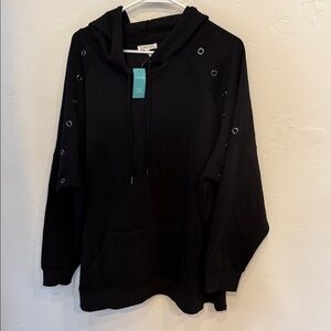 Maurices Black Eyelet Detail Women's Hoodie